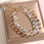 1pc Fashion And Delicate Double-layer Faux Crystal Beads Bracelet Versatile And Easy-to-wear Combine Well With Any Outfit