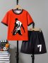 2PCS Boy's Summer Soccer Jersey Co-ord Set - 7 Soccer Player Print Short Sleeve T-Shirt + Shorts Quick-drying Sports Set As Gift