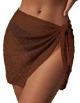 Ekouaer Sarong Wraps For Women Beach Cover Up Short Crochet Bikini Swimsuit Coverup Skirts For Swimwear Dark Coffee