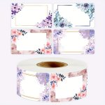 250PCS ROLL Flowers Name Labels Kitchen Blank Handwritten Date Stickers Refrigerator Freezer Food Storage
