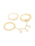 Goldair Gold Plated Cubic Zirconia Oval & Chain Rings 3-PACK - M l