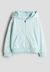 Velour Zip-through Hoodie - Light Turquoise