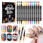 12 Colors Nail Art Pens Set Double-ended Tip Acrylic Paint Nail Art Markers Polish Pen For 3D Nail Art Drawing Painting Liner Br