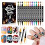 12 Colors Nail Art Pens Set Double-ended Tip Acrylic Paint Nail Art Markers Polish Pen For 3D Nail Art Drawing Painting Liner Brush For