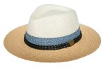 Unisex Tamboti Hat Raffia Tau Collection In Multi - Navy 57 Cm