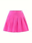 Classic Girl's Pull-on Pleated Skirt Elastic Waist Short Skirt For Holiday Summer Daily
