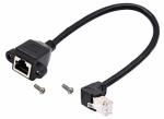 Aaotokk Cat 6 Ethernet Cable 90 Degree Up Upward Angle RJ45 Male To Female Shielded Ethernet Network Connector Screw Panel Mount