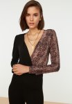 Colour Block Animal Print Bodysuit - Multi