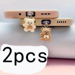 2PCS SET Couple Series Cartoon Bear Love Story Mobile Phone Dust Plug Decoration