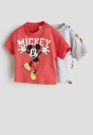 2-PACK Cotton T-shirts - Red Mickey