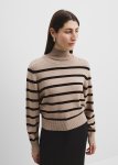 Organically Grown Cotton Blend Stripe Crop Crew Neck Knit