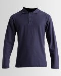 Tee & Cotton Long Sleeve Pique Knit Polo Navy