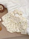 Baby Girls Princess Romper Dress Toddler's Ditsy Floral Print Cotton Muslin Comfy Onesie