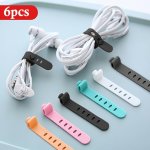 6-PACK Silicone Strap Organizer: Keep Your Earphones Chargers & Data Cables Neatly Stored & Easily Accessible