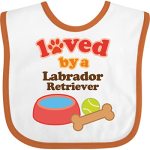 Inktastic Labrador Retriever Loved By A Baby Bib White And Orange 10569