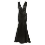 Black Plunge Sash Dress