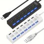 1PC 7 Ports/ 4 Ports LED USB 2.0 Adapter Hub Power On/off Switch For PC Laptop Computer