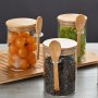 Elegant Glass Storage Jars With Bamboo Lids And Spoons - Airtight Seal Kitchen Canisters For Spices Rice Coffee Candy And More - Durable Thick