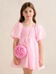 Juliana Girls Puff Sleeve MINI Dress - 10-12 Yrs Candy Hearts