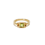 Lime Green Tourmaline And Citrine Trilogy Ring In Yellow Gold