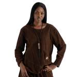 Mock Pocket Corduroy Top - Chocolate L xl