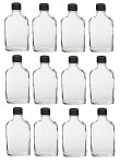 Nakpunar 12 Pcs Glass Flask Bottles With Black Tamper Evident Cap - 200 Ml