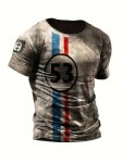 Vintage Print Men's Short Sleeve T-Shirt Casual Round Neck Top Versatile And Comfortable Tee Spring& Summer Collection