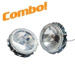 Vw Golf 1 Headlights Outer Chrome Angel Eye Set - Spares Direct