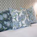 Cushion Covers Protea - 50CM Or 60CM Five Colours - Blue On Gunmetal 60CM
