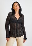 Textured Plisse Shirt - Black