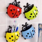 Creative Home Ladybug Shaped Toothpaste Toothbrush Holder Storage Rack Facial Cleanser Shelf