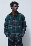 Relaxed Fit Overshirt - Dark Turquoise Checked