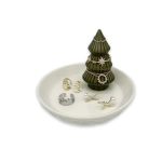 Mono Living Moss Green Christmas Tree Ring Dish - Ceramic Jewelry Holder For Kitchen Sink Or Vanity - Aesthetic Sage Green Room