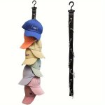 16-HAT Cap Organizer With 8 Clips - Polished Finish Space-saving Baseball Cap Storage Rack For Home & Retail Use