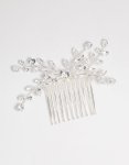 Silver Diamante Leaf Hair Comb