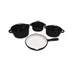 Cast Iron Pot Set 7 Piece Black