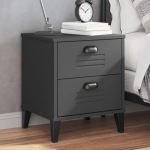 Bedside Table With 2 Drawers Modern Industrial Nightstand Compact Side Table For Bedroom And Living Room Anthracite Grey Enginee