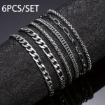 6PCS SET Stainless Steel Bracelets No Fading Men's Bracelet Father's Day Gift