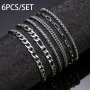 6PCS/SET Stainless Steel Bracelets No Fading Men's Bracelet Father's Day Gift