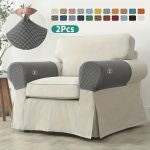 2PCS Set Modern Corn Velvet Sofa Armrest Covers - Stretchable Dustproof Couch Protector Slipcovers With Elastic Closure For Home