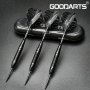 Pure Black Dart Metal Tip Set - 3pcs Professional 22 Metal Tip Darts Business Gift Comes With Plastic Case 3 Plastic Replacement Shafts 6 Rubber O-rings 3 Spring Rings