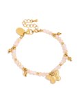 Tweens Gold Plated Stainless Steel & Pink Facet Beaded Butterfly Charm Bracelet