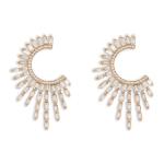 Goldair Gold Fan Diamante Stud Earrings