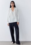 Double-weave Blouse - White & Blue Striped