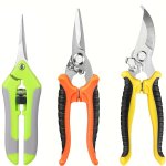 3PCS Garden Pruning Shears Set - Stainless Steel Professional Gardening Scissors With Non-slip Ergonomic Handles Labor-saving Hi