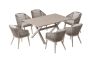 7-PIECE Rustproof Alnum Patio Dining Set 6 Modern Rope Chairs Cushions