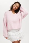 Cotton On Luxe V-neck Pullover - Soft Pink
