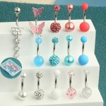 14PCS Belly Button Rings Dangle Belly Button Ring Navel Rings For Women Men 14G Stainless Steel Colors Belly Navel Piercing Jewe