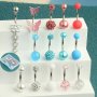 14pcs Belly Button Rings Dangle Belly Button Ring Navel Rings For Women Men 14G Stainless Steel Colors Belly Navel Piercing Jewelry With Gift Box