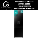 Hisense Black Mirror Combi Fridge Freezer - 347L Water Dispenser